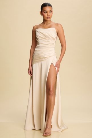 Satin Nude Bustier Gown