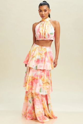 CORAL FLORAL TWO PIECE SET