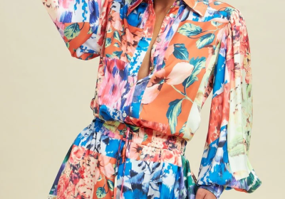 Blue Multi color two piece set