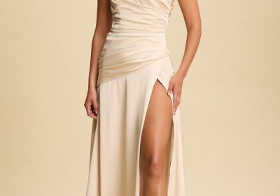 Satin Nude Bustier Gown