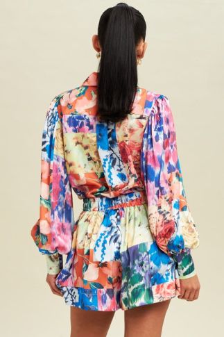 Blue Multi color two piece set