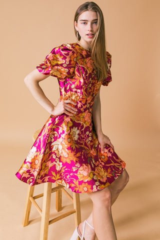 Magenta Floral Mini Dress