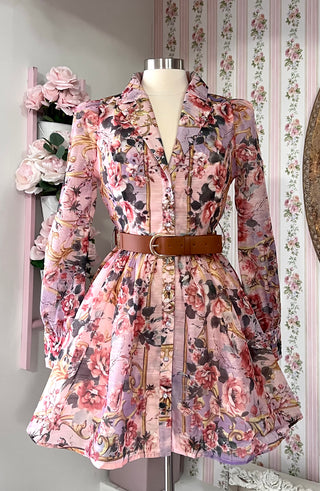 Vintage Floral Print Mini Dress