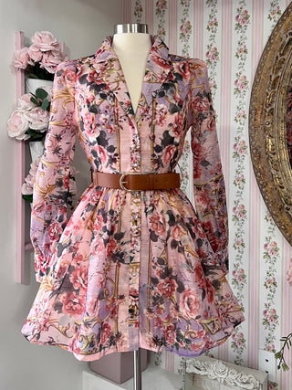 Vintage Floral Print Mini Dress