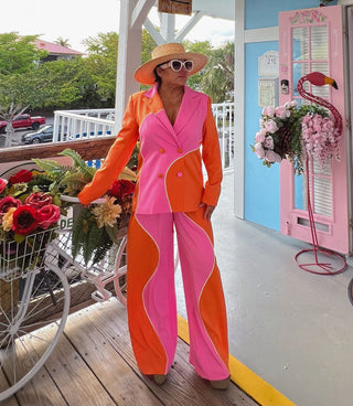 Orange Pink Blazer Suit