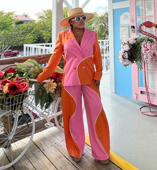 Orange Pink Blazer Suit